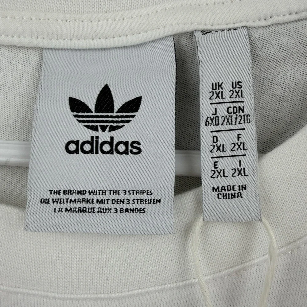 Adidas Shirt Mens 2XL White Big Adi Tee Black Logo Graphic T-Shirt Originals